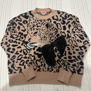 Kate Spade Leopard Print Sweater with Black Bow